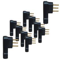 10 Peças Plugue Pino Macho 90 Lateral 10A 2P+T Preto Voltim 10 Peças Plugue Pino Macho 90 Lateral 10A 2P+T Preto Voltim