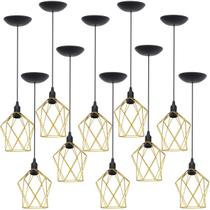 10 Pendentes Aramado Cálice P Luminária Lustre Teto Retrô Vintage Industrial Balcão Agp Ilumini