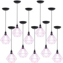 10 Pendentes Aramado Diamante Luminária Lustre P Teto Retrô Vintage Industrial Balcão Agp Ilumini