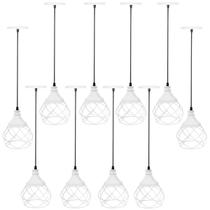 10 Pendentes Aramado Esfera Balonê Lustre Luminária Teto Regulável Sala Cozinha Industrial Agp 10 Pendentes Aramado Esfera Balonê Lustre Luminária Teto Regulável Sala Cozinha Industrial Agp