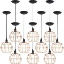 10 Pendentes Aramado Globo Luminária Lustre Teto Retrô Vintage Industrial Balcão Agp Ilumini