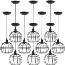 10 Pendentes Aramado Globo Luminária Lustre Teto Retrô Vintage Industrial Balcão Agp Ilumini