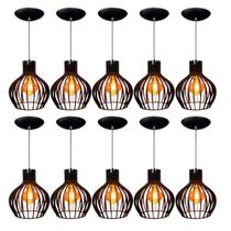 10 Pendentes Luminaria Teto Modelo Rustico Fiação Completa Cor Preto 10 Pendentes Luminaria Teto Modelo Rustico Fiação Completa Cor Preto
