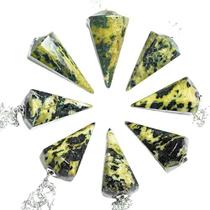 10 Pêndulo de Serpentinita Facetado para Radiestesia - Atacado