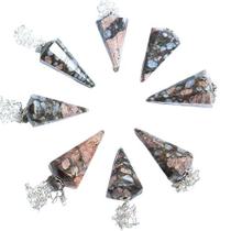 10 Pêndulo Riolita Rosa Facetado para Radiestesia - Atacado