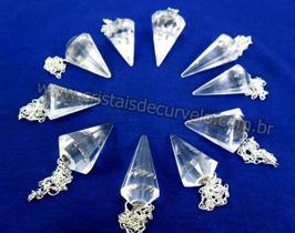 10 Pêndulos de Cristal Comum em Quartzo Lapidado Facetado - Atacado 10 Pêndulos de Cristal Comum em Quartzo Lapidado Facetado - Atacado