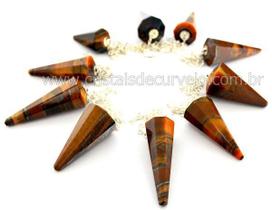 10 Pêndulos de Olho de Tigre Comum - Pedra Facetada - Atacado PA9575