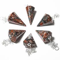10 Pêndulos de Pedra Unakita Preta Natural Facetados para Atacado - Kit Completo