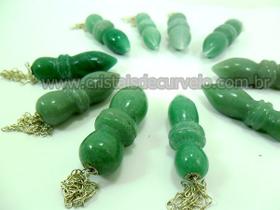 10 Pêndulos de Quartzo Verde - Pedra Natural Lapidação Egípcia - Brinde Corrente - Atacado
