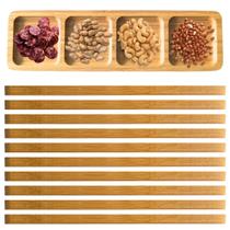 10 Petisqueira Bandeja de Bambu Retangular 4 Divisórias 33cm 10 Petisqueira Bandeja de Bambu Retangular 4 Divisórias 33cm