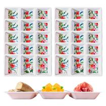 10 Petisqueiras Bandeja Prato com 3 Divisórias Garden 34cm