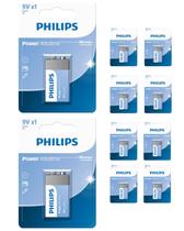10 Pilha Bateria 9 Volts Alcalina Philips 6LR61