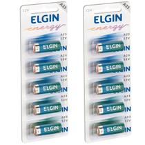 10 Pilhas Baterias Elgin 12v A23 Controle Portão Alarme