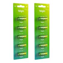10 Pilhas Baterias Elgin 27a 12v A27 Alcalina 2 Cartela