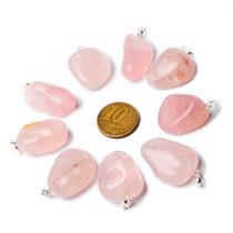 10 Pingente Pedrinha Quartzo Rosa Montagem Prata 950 Atacado