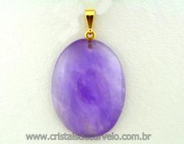 10 Pingentes Cabochão de Ametista Natural com Pino Dourado - Atacado