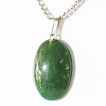 10 Pingentes Cabochão de Quartzo Verde Natural com Pino Banhado a Prata - Atacado