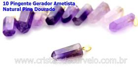 10 Pingentes de Ametista com Presilha e Pino Dourado - Atacado 10 Pingentes de Ametista com Presilha e Pino Dourado - Atacado