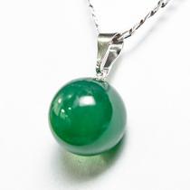 10 Pingentes de Bolinha de Pedra Ágata Verde com Pino Prateado - Atacado