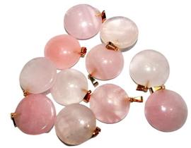 10 Pingentes de Disco Liso de Quartzo Rosa com Pino Prateado - Pedra Natural em Atacado 10 Pingentes de Disco Liso de Quartzo Rosa com Pino Prateado - Pedra Natural em Atacado