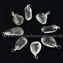 10 Pingentes de Pedrinha Cristal Rolada em Prata 950 para Atacado 10 Pingentes de Pedrinha Cristal Rolada em Prata 950 para Atacado
