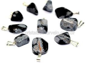 10 Pingentes de Pedrinha Obsidiana Flocos de Neve Prateado para Atacado - Ideal para Pulseiras 10 Pingentes de Pedrinha Obsidiana Flocos de Neve Prateado para Atacado - Ideal para Pulseiras