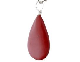 10 Pingentes Gota de Pedra Jaspe Vermelho com Montagem em Prata 950 para Atacado