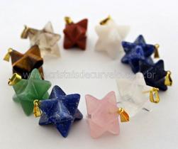 10 Pingentes Merkaba Sortidos com Pino Dourado - Atacado