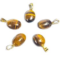 10 Pingentes Mini Cabochão de Olho de Tigre com Pino Prateado para Atacado 10 Pingentes Mini Cabochão de Olho de Tigre com Pino Prateado para Atacado