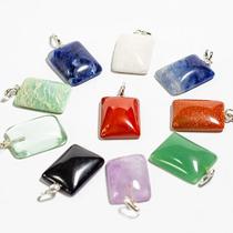 10 Pingentes Retangulares de Pedra Mista em Prata 950 - Atacado REF 125280 10 Pingentes Retangulares de Pedra Mista em Prata 950 - Atacado REF 125280