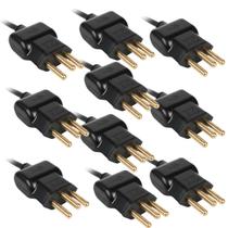 10 Pinos Plug Macho P/ Tomada 2P + T 20A 250V Preto Ilumi 10 Pinos Plug Macho P/ Tomada 2P + T 20A 250V Preto Ilumi