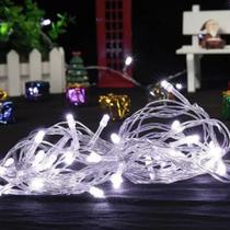 10 Pisca Pisca Com 50 LEDs Branco 8 Funçôes Fio Transparente 5m