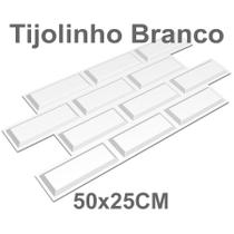 10 Placa 3D PVC Decoração Revestimento PREMIUM de Parede Tijolinho Branco 50x25cm (1,08 m²)