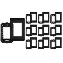 10 Placa Com Suporte Fame Habitat Black 4X2 Para 3 Módulos Horizontais Preto