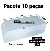 10 placas de isopor eps anti-chamas 25mm, tamanho 100 x 50cm