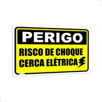 10 Placas de Perigo Risco de Choque Cerca Elétrica 15x10cm