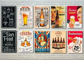 10 Placas Decorativas Mdf Bar Retrô Vintage Cervejas Bebidas - GRUDA E COLA