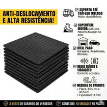 10 Placas Piso Moeda Preto Borracha Pastilhado Academia Antiderrapante 43,5cm X 43,5cm
