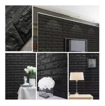 10 Placas Revestimento Preto Parede Tijolinho 3d 50x50 Decoração Kit