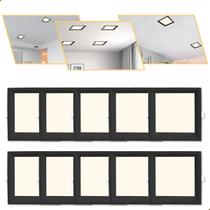 10 Plafon Painel Embutir Teto De Led 24w Quadrado Preto