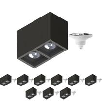 10 Plafon Sobrepor P/ 2 Lâmpada Boxit + 2 Lâmpada AR111 12W 4000K