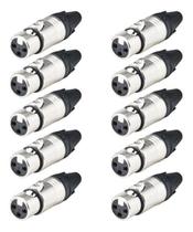 10 Plug Conector Xlr Fêmea Macho Linha Metal Lu71221 Luminos 10 Plug Conector Xlr Fêmea Macho Linha Metal Lu71221 Luminos