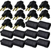 10 Plug Macho 90 Graus + 10 Tomada Femea 3 Pinos 10a Preto 10 Plug Macho 90 Graus + 10 Tomada Femea 3 Pinos 10a Preto