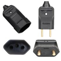 10 Plug Plugue Macho 2 Pinos 10a + 10 Tomada Femea 3 pinos 20a Prensa Cabos Margirius