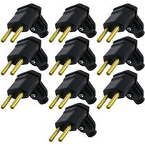 10 Plug Plugue Macho 2 Pinos 10a 90 Graus Preto Margirius