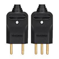 10 Plug Plugue Macho 3 Pinos 2 Pinos 10a 20a Prensa Cabos Preto Margirius