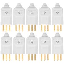 10 Plugue Macho Com Prensa Cabo 3 Pinos 10A Margirius Branco