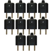 10 Plugue Plug Tomada Macho 2 Pinos 10a 180 Graus Preto Margirius 10 Plugue Plug Tomada Macho 2 Pinos 10a 180 Graus Preto Margirius