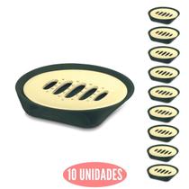 10 Porta Sabonete Slim Higienico c Ralo Verde com Dourado UZ