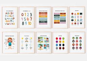 10 Pôsteres Educacionais Laminados para Sala de Aula - ABC, Números, Formas, Emoções e Dias da Semana - Traceease 10 Pôsteres Educacionais Laminados para Sala de Aula - ABC, Números, Formas, Emoções e Dias da Semana - Traceease